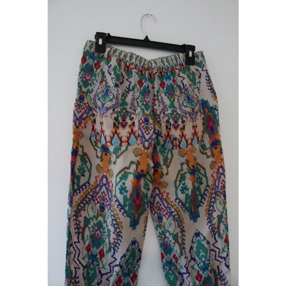 Zara Women's Boho Aztec Ikat Printed Flare Pants Size S Tropical Festival - Picture 9 of 9